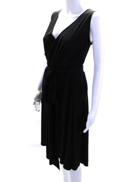 Kenneth Cole Womens V-Neck Sleeveless Tied Ruched Maxi Dress Black Size M