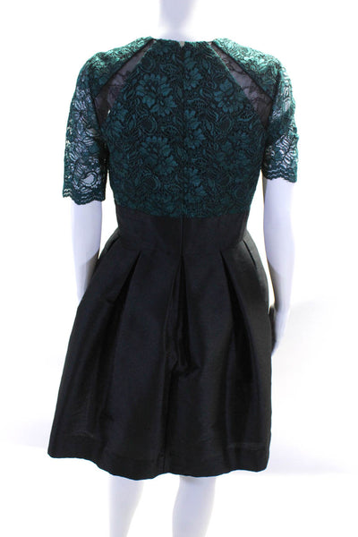 ML Monique Lhuillier Womens Lace Bodice Half Sleeve Fit & Flare Dress Green 8