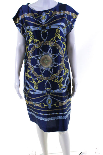J. Mclaughlin Women's Round Neck Pockets A-Lined Midi Dress Abstract Size M
