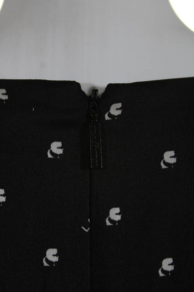 Karl Lagerfeld Women's Belted Short Sleeve V Neck Knee Length Dress Black Size 0
