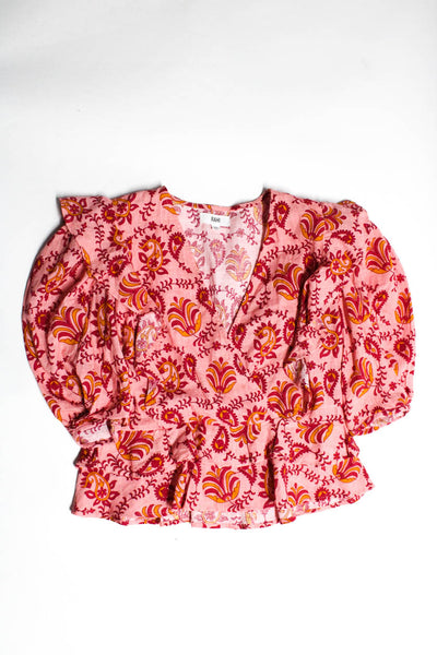 Rahi Anthropologie Womens Floral Shirt Knit Blouse Pink White Size 2XS XS Lot 2