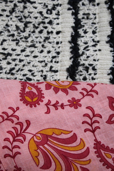 Rahi Anthropologie Womens Floral Shirt Knit Blouse Pink White Size 2XS XS Lot 2
