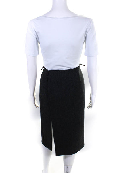 Prada Womens Knee Length Fleece Twill Pencil Skirt Dark Gray Wool Size IT 44
