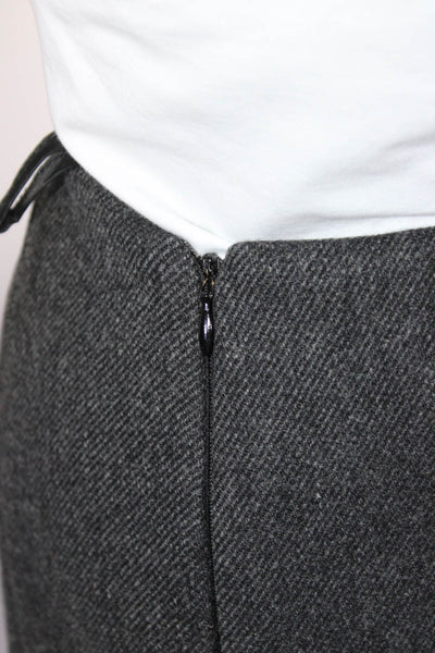Prada Womens Knee Length Fleece Twill Pencil Skirt Dark Gray Wool Size IT 44
