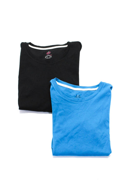 Isaac Mizrahi Womens Cotton Round Neck Shirts Tops Blue Black Size S Lot 2