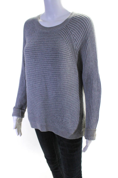 Vince Womens Cotton Thick-Knit Long Sleeve Pullover Sweater Top Gray Size S