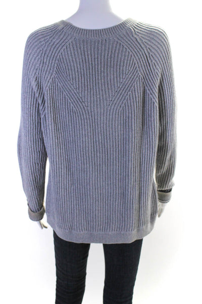 Vince Womens Cotton Thick-Knit Long Sleeve Pullover Sweater Top Gray Size S