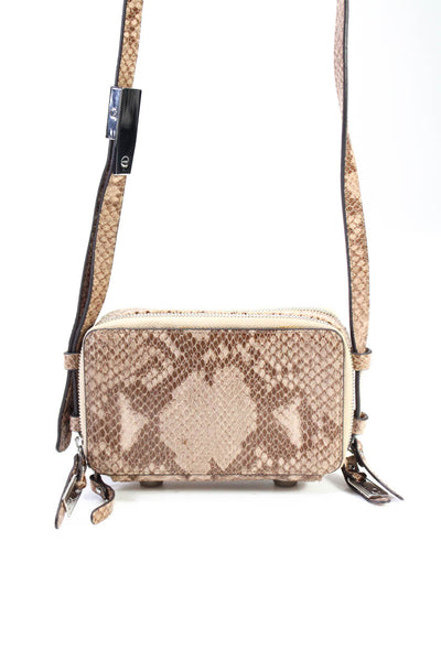G.I.L.I Womens Snakeskin Print Wallet Crossbody Shoulder Handbag Brown