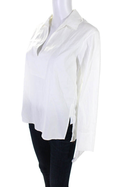 Vince Womens Collared Long Sleeve Shirt White Cotton Size 0