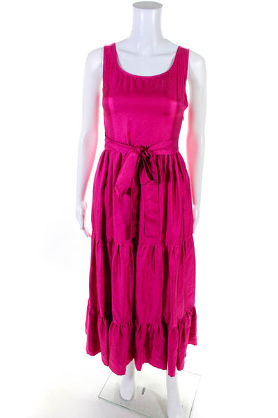 La Double J Womens Silk Sleeveless A Line Dress Pink Size Extra Small