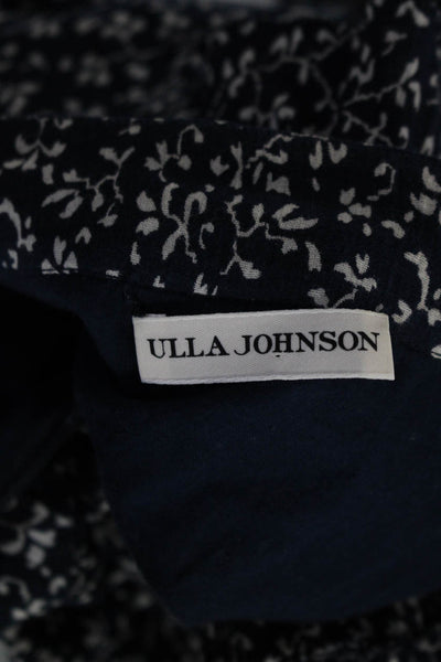 Ulla Johnson Womens Floral Print Tiered Skirt Navy Blue Cotton Size 8
