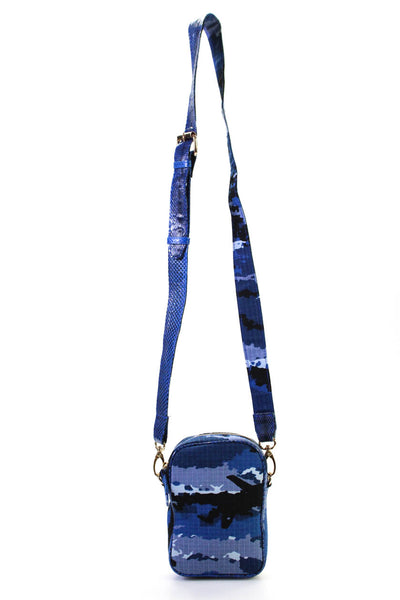 Beirn Womens Benham Cobra Trim Camouflage Canvas Mini Crossbody Handbag Blue