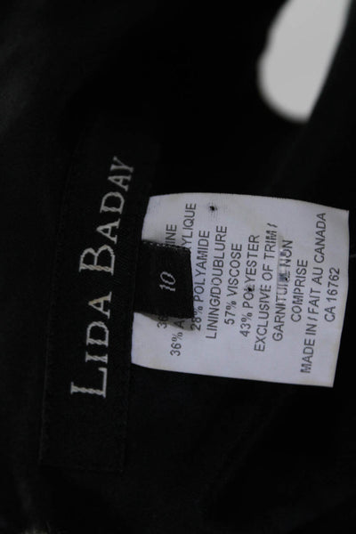 Lida Baday Womens Jacquard V Neck Sleeveless Sheath Dress Black Brown Size 10