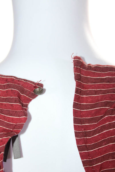 Anthropologie Womens Long Sleeve V Neck Smocked Waist Floral Jumpsuit Red XSP
