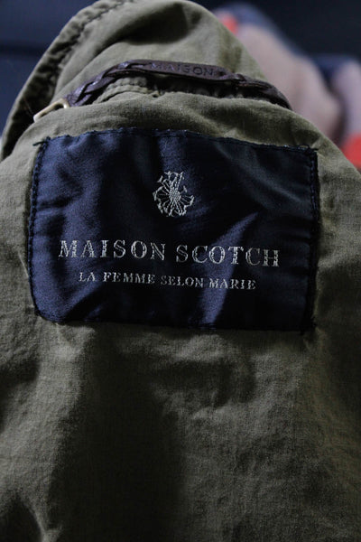 Maison Scotch Womens Front Zip Hooded Light Jacket Green Cotton Size 1