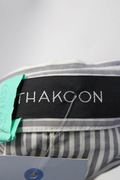 Thakoon Womens Lace Trim Gingham Seersucker Shirt Dress Gray White Size 10