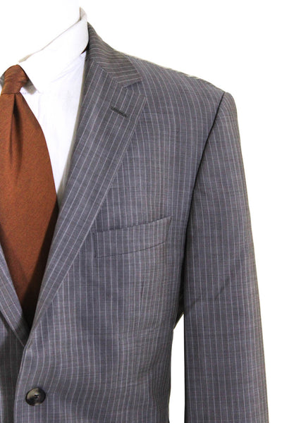 Boss Hugo Boss Mens Striped Three Button Blazer Jacket Beige Size 40 Long