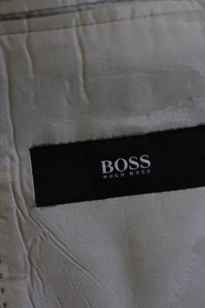 Boss Hugo Boss Mens Striped Three Button Blazer Jacket Beige Size 40 Long