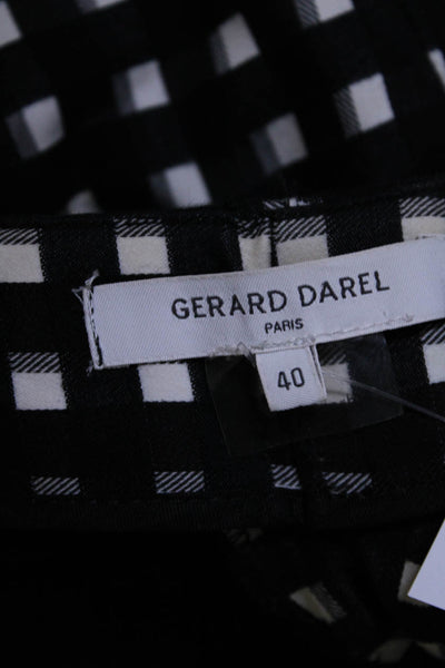 Gerard Darel Women's Checkered Straight Leg Pull On Pants Black Size FR.40