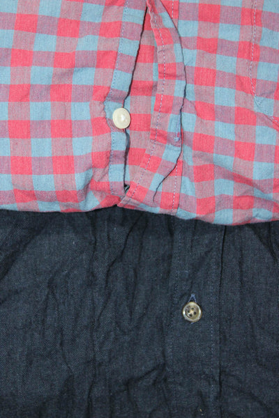 J Crew Mens Collared Button Up Untucked Slim Cut Shirts Navy Blue Size M Lot 2