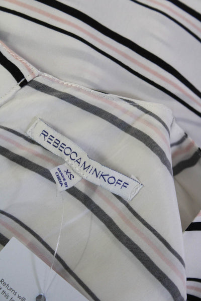 Rebecca Minkoff Womens Sleeveless Crew Neck Layered Top White Black Pink Size XS