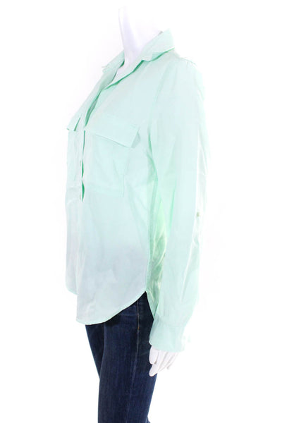 Babaton Womens Long Sleeve Button Up Shirt Blouse Mint Green Size 2XS