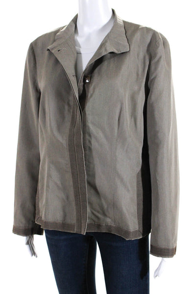 Giorgio Armani Womens Wool Long Sleeve Hidden Placket Blazer Jacket Gray Size 48