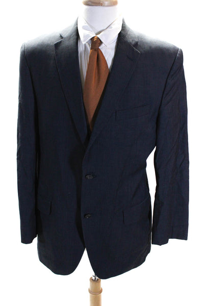 Saks Fifth Avenue Mens Wool Striped Buttoned Long Sleeve Blazer Blue Size EUR42