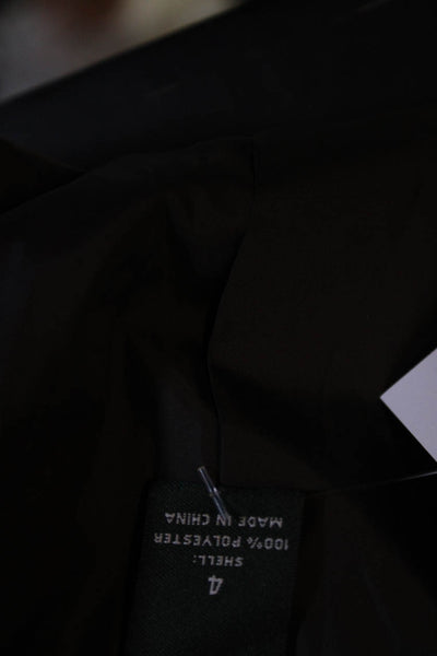 Brooks Brothers WOmens Striped Mock Neck Sleeveless Zipped Vest Black Size 4