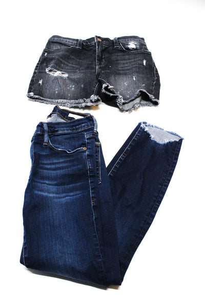 Frame J Brand Womens Shorts Blue Dark Wash Mid-Rise Skinny Jeans Size 26 Lot 2