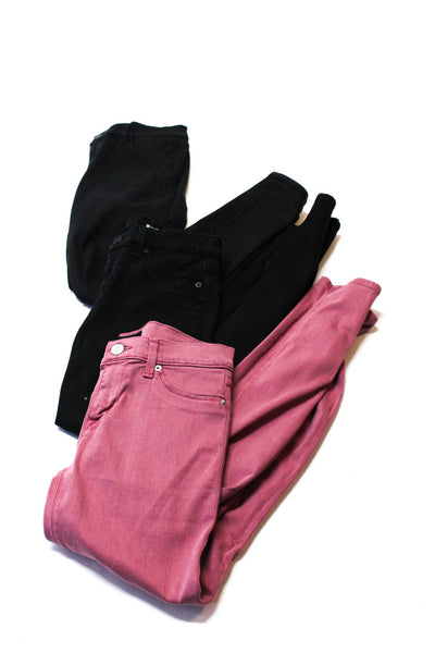 Hudson Womens Cotton Buttoned Colored Skinny Leg Pants Pink Black Size 26 Lot 3