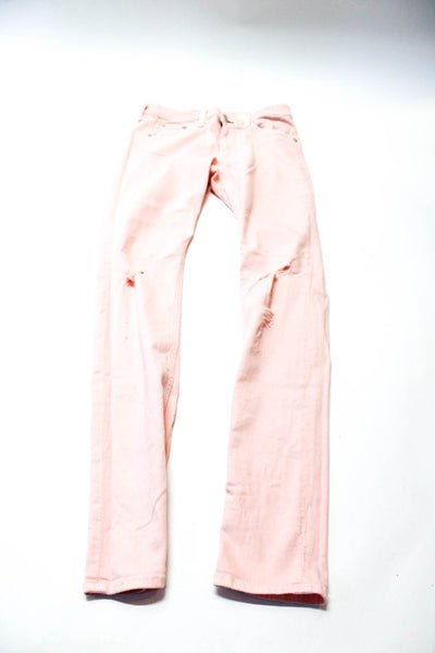 Rag & Bone Jean Womens Abstract Buttoned Skinny Leg Pants Pink Size 27 Lot 2