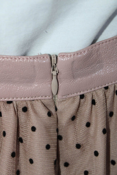 Designer Womens Mauve Mesh Polka Dot Side Zip Lined A-line Midi Skirt Size S/M