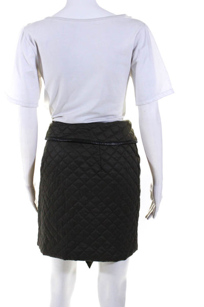 Rag & Bone Womens Quilted Belted A Line Wrap Skirt Green Size 8