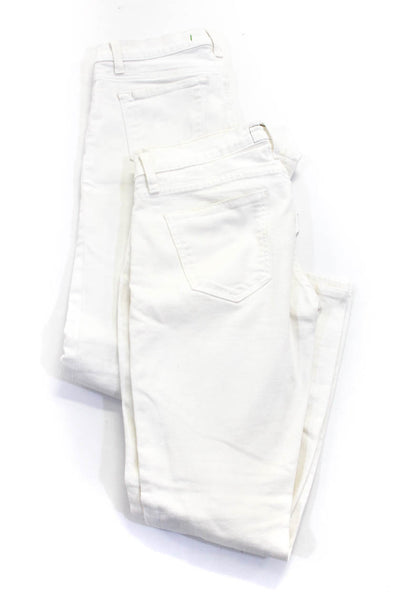 Current/Elliott J Brand Womens Buttoned Skinny Leg Jeans White Size 25 26 Lot 2
