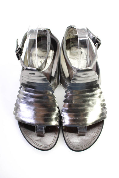Maria Sharapova Cole Haan Womens Tiered Ankle Strap Sandals Silver Tone Size 7B