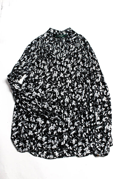Lauren Ralph Lauren Calvin Klein Floral Pleated Blouse Tops Black Size S Lot 3