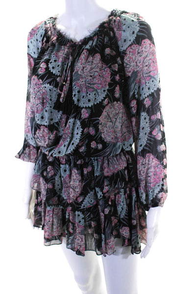 Love Shack Fancy Women's Floral 3/4 Sleeve Blouson Mini Dress Multicolor Size S