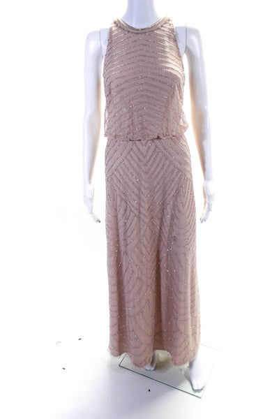 Adrianna Papell Women's Sleeveless Embellished Gown Pink Size 6