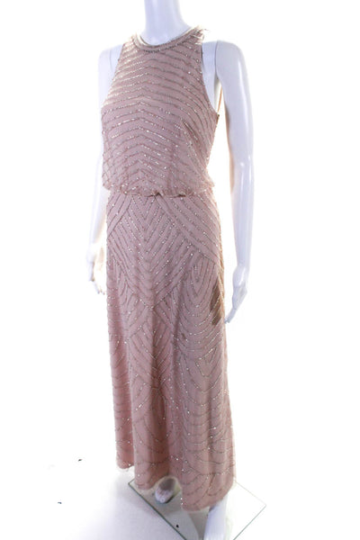 Adrianna Papell Women's Sleeveless Embellished Gown Pink Size 6