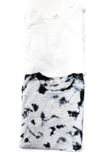Goldie Womens Cotton Jersey Knit Shirts Tops Gray Black White Size S XS Lot 2