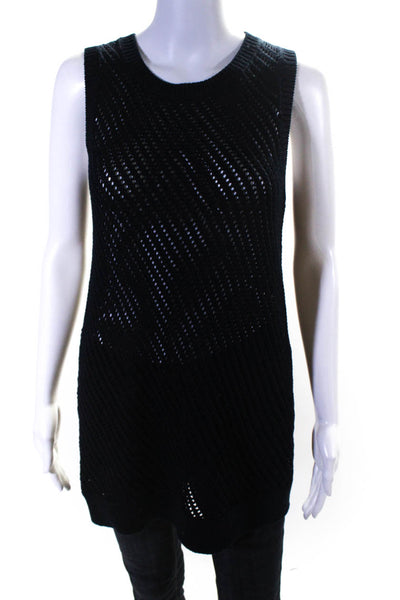Vince Womens Crew Neck Loose Knit Sleeveless Sweater Vest Navy Size Small