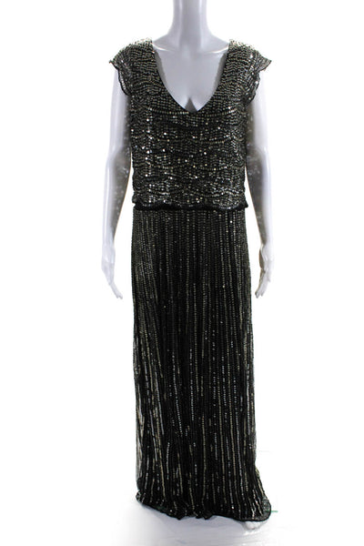 Somerset by Alice Temperley Womens Embroidered Sequined Zip Dress Black Size 12