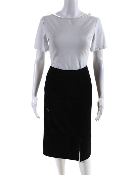 Marina Rinaldi Women's Knee Length Zip Front Pencil Skirt Black Size 16