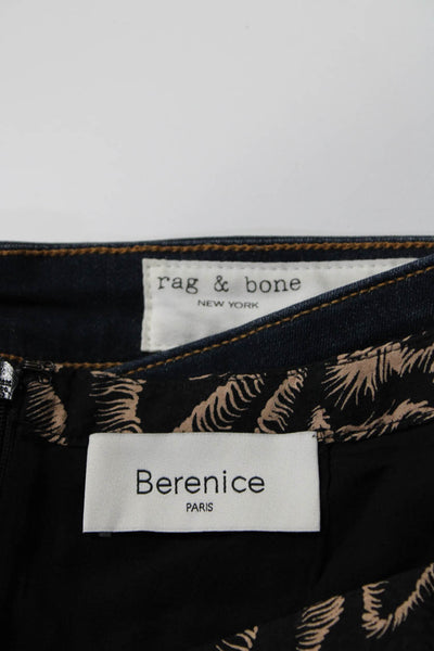 Berenice Rag & Bone Womens Striped Zip A-Line Skirt Jeans Black Size 36 24 Lot 2