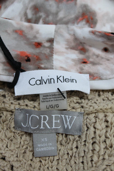 Calvin Klein J Crew Womens Brown Printed Sleeveless Blouse Top Size L XS lot 2