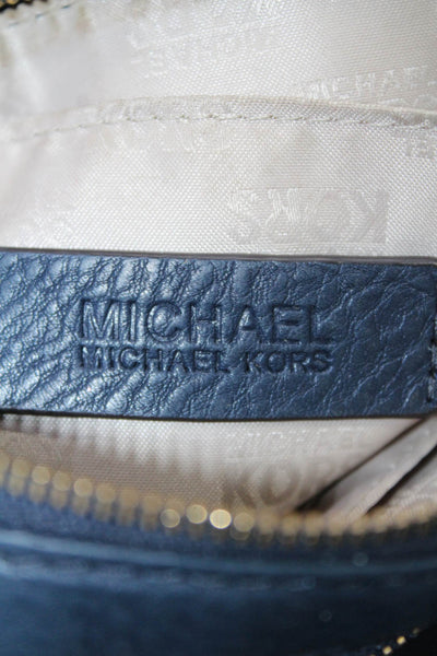 Michael Michael Kors Womens Pocket Front Logo Grain Leather Wristlet Navy Blue