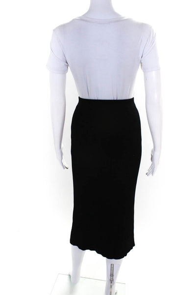 Michael Michael Kors Womens Elastic Waistband Ribbed Pencil Skirt Black Large