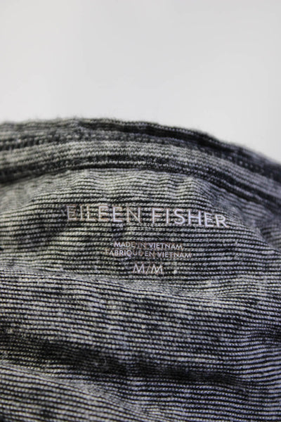Eileen Fisher Womens Short Sleeve Shirt Dress Black Organic Cotton Size Medium