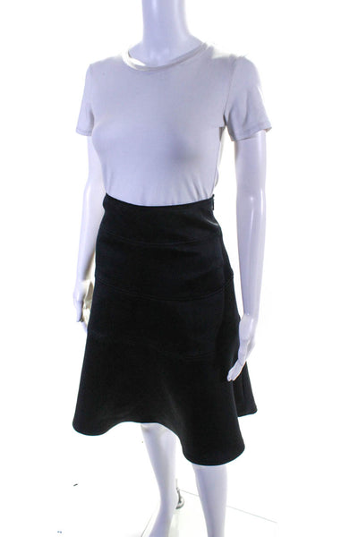 Strenesse Womens Tiered Satin Knee Length Drop Waist Skirt Black Size XL